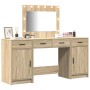 Conjunto de tocador de 3 piezas con LED en madera de roble sonoma de , Tocadores para dormitorios - Ref: Foro24-3334247, Prec...