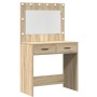 Conjunto de tocador de 3 piezas con LED en madera de roble sonoma de , Tocadores para dormitorios - Ref: Foro24-3334247, Prec...