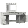 Set de tocador de 3 piezas con LED en gris hormigón y madera elaborada de , Tocadores para dormitorios - Ref: Foro24-3334248,...
