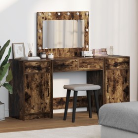 Conjunto de tocador de 3 piezas con LED en madera de roble ahumada de , Tocadores para dormitorios - Ref: Foro24-3334249, Pre...