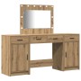 Set de Mesa de Maquillaje de 3 Piezas con LED de Madera Elaborada en Roble Artesanal de , Tocadores para dormitorios - Ref: F...