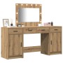 Set de Mesa de Maquillaje de 3 Piezas con LED de Madera Elaborada en Roble Artesanal de , Tocadores para dormitorios - Ref: F...