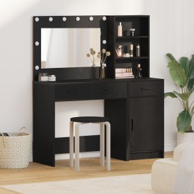 Conjunto de tocador de 2 piezas con LED en madera negra de , Tocadores para dormitorios - Ref: Foro24-3334264, Precio: 226,27...