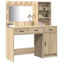 Conjunto de tocador de 2 piezas con LED en madera de roble de Sonoma de , Tocadores para dormitorios - Ref: Foro24-3334265, P...