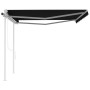 Toldo retráctil automático con postes gris antracita 4x3,5 m de vidaXL, Toldos - Ref: Foro24-3070029, Precio: 526,47 €, Descu...