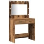 Set de tocador de 2 piezas con luz LED de madera envejecida de de , Tocadores para dormitorios - Ref: Foro24-3334270, Precio:...
