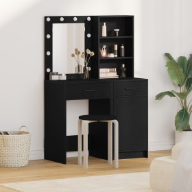 Conjunto de tocador de 2 piezas con LED de en madera negra de , Tocadores para dormitorios - Ref: Foro24-3334273, Precio: 184...