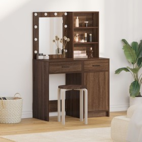Set de tocador de 2 piezas con LED en madera de roble negro de , Tocadores para dormitorios - Ref: Foro24-3334278, Precio: 16...