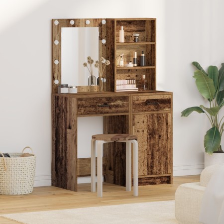 Conjunto de tocador de 2 piezas con LED en madera envejecida de , Tocadores para dormitorios - Ref: Foro24-3334279, Precio: 1...