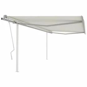 Manual retractable awning with cream poles 4x3.5 m by vidaXL, Awnings - Ref: Foro24-3070017, Price: 444,31 €, Discount: %