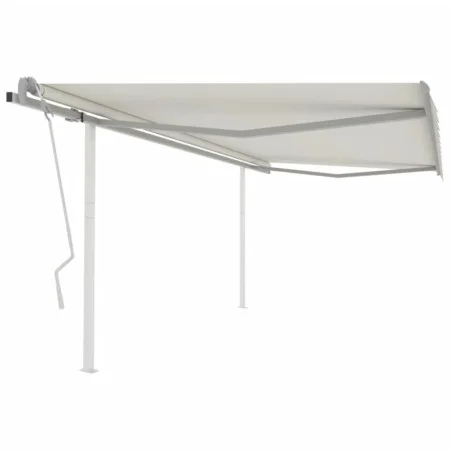 Toldo manual retráctil con postes crema 4x3,5 m de vidaXL, Toldos - Ref: Foro24-3070017, Precio: 444,31 €, Descuento: %