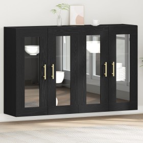 Armario Montado en la Pared Juego de 2 Roble Negro Madera elaborada de , Aparadores - Ref: Foro24-3334307, Precio: 205,59 €, ...