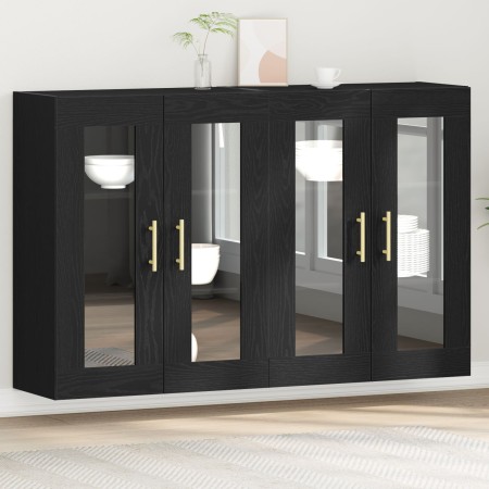 Armario Montado en la Pared Juego de 2 Roble Negro Madera elaborada de , Aparadores - Ref: Foro24-3334307, Precio: 205,59 €, ...