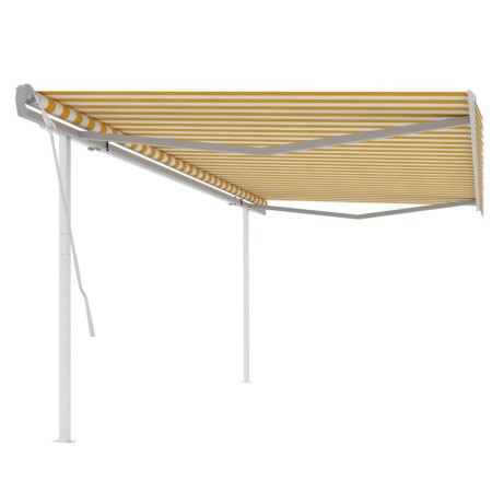 Toldo manual retráctil con postes amarillo y blanco 5x3 m de vidaXL, Toldos - Ref: Foro24-3069978, Precio: 509,93 €, Descuent...
