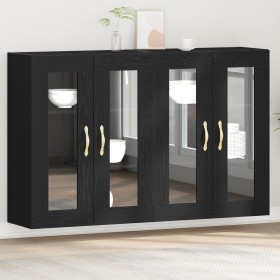 Gabinete Montado en la Pared Set de 2 Roble Negro Madera, Vidrio de , Aparadores - Ref: Foro24-3334319, Precio: 197,80 €, Des...