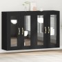 Gabinete Montado en la Pared Set de 2 Roble Negro Madera, Vidrio de , Aparadores - Ref: Foro24-3334319, Precio: 197,80 €, Des...