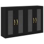 Gabinete Montado en la Pared Set de 2 Roble Negro Madera, Vidrio de , Aparadores - Ref: Foro24-3334319, Precio: 197,80 €, Des...