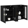 Gabinete Montado en la Pared Set de 2 Roble Negro Madera, Vidrio de , Aparadores - Ref: Foro24-3334319, Precio: 197,80 €, Des...