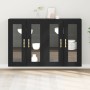 Gabinete Montado en la Pared Set de 2 Roble Negro Madera, Vidrio de , Aparadores - Ref: Foro24-3334319, Precio: 197,80 €, Des...