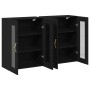 Gabinete Montado en la Pared Set de 2 Roble Negro Madera, Vidrio de , Aparadores - Ref: Foro24-3334319, Precio: 197,80 €, Des...
