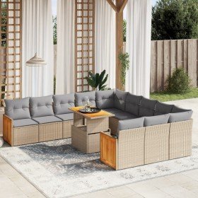 Set de sofás de jardín 11pzas con cojines ratán sintético beige en Conjuntos de jardín | Comprar online en Foru.es