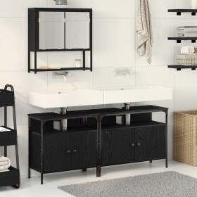 Conjunto de muebles de baño de 3 piezas en roble negro de madera elaborada de , Muebles de baño - Ref: Foro24-3334356, Precio...
