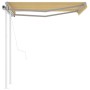 Toldo retráctil automático con postes amarillo y blanco 3x2,5 m de vidaXL, Toldos - Ref: Foro24-3069908, Precio: 388,22 €, De...