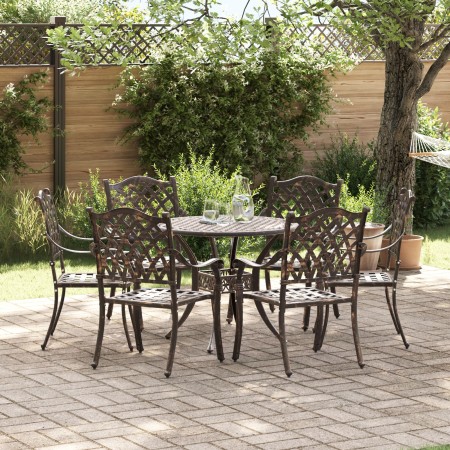 Set de Comedor de Jardín de 7 Piezas de en Aluminio Fundido Color Bronce de , Sillas de jardín - Ref: Foro24-3334696, Precio:...