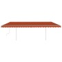 Toldo manual retráctil con postes naranja y marrón 6x3 m de vidaXL, Toldos - Ref: Foro24-3070000, Precio: 677,76 €, Descuento: %