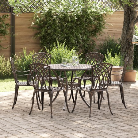 Juego de Comedor de Jardín de 7 Piezas en Aluminio Fundido Bronce de , Sillas de jardín - Ref: Foro24-3334720, Precio: 686,66...