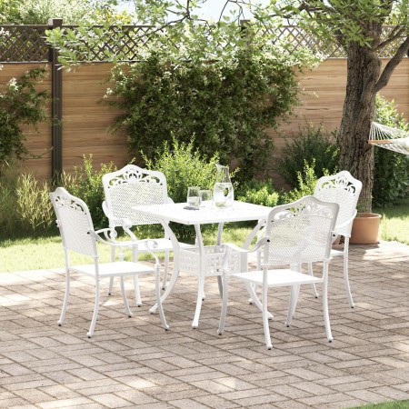 Juego de Comedor de Jardín de 5 Piezas en Aluminio Fundido Blanco de , Sillas de jardín - Ref: Foro24-3334746, Precio: 672,51...