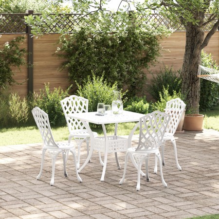 Conjunto de comedor para el jardín de 5 piezas de aluminio fundido blanco de , Sillas de jardín - Ref: Foro24-3334754, Precio...