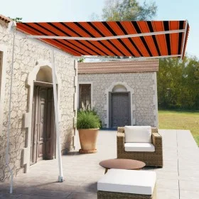 Retractable manual orange and brown freestanding awning 300x250 cm by vidaXL, Awnings - Ref: Foro24-3069500, Price: 322,34 €,...