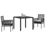 Conjunto de Comedor de Jardín de 3 Piezas con Cojines Ratan Sintético Negro de , Sillas de jardín - Ref: Foro24-3334855, Prec...