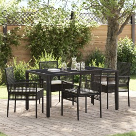 Conjunto de Comedor de Jardín de 5 Piezas con Cojines de Polirratán Negro de , Sillas de jardín - Ref: Foro24-3334857, Precio...