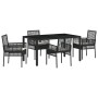 Conjunto de Comedor de Jardín de 5 Piezas con Cojines de Polirratán Negro de , Sillas de jardín - Ref: Foro24-3334857, Precio...