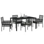 Conjunto de Comedor de Jardín de 5 Piezas con Cojines de Polirratán Negro de , Sillas de jardín - Ref: Foro24-3334857, Precio...