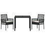 Conjunto de Comedor de Jardín de 3 Piezas con Cojines Ratan Sintético Negro de , Sillas de jardín - Ref: Foro24-3334855, Prec...
