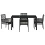 Conjunto de Comedor de Jardín de 5 Piezas con Cojines de Polirratán Negro de , Sillas de jardín - Ref: Foro24-3334857, Precio...