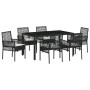 Juego de Comedor de Jardín de 7 Piezas con Cojines en Ratan Sintético Negro de , Sillas de jardín - Ref: Foro24-3334858, Prec...