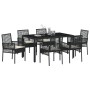 Juego de Comedor de Jardín de 7 Piezas con Cojines en Ratan Sintético Negro de , Sillas de jardín - Ref: Foro24-3334858, Prec...
