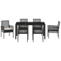 Juego de Comedor de Jardín de 7 Piezas con Cojines en Ratan Sintético Negro de , Sillas de jardín - Ref: Foro24-3334858, Prec...