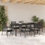 Juego de comedor de jardín de 7 piezas de con cojines de polirratán negro de , Sillas de jardín - Ref: Foro24-3334859, Precio...