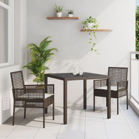 Conjunto de comedor de jardín de 3 piezas con cojines marrón de poliratán de , Sillas de jardín - Ref: Foro24-3334863, Precio...