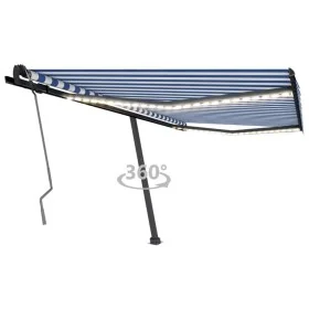 Toldo manual retráctil con LED azul y blanco 400x350 cm de vidaXL, Toldos - Ref: Foro24-3069821, Precio: 536,05 €, Descuento: %