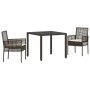 Conjunto de comedor de jardín de 3 piezas con cojines marrón de poliratán de , Sillas de jardín - Ref: Foro24-3334863, Precio...