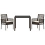 Conjunto de comedor de jardín de 3 piezas con cojines marrón de poliratán de , Sillas de jardín - Ref: Foro24-3334863, Precio...