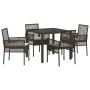 Conjunto de Comedor de Jardín de 5 Piezas con Cojines Marrón de Poliratán de , Sillas de jardín - Ref: Foro24-3334864, Precio...