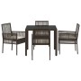 Conjunto de Comedor de Jardín de 5 Piezas con Cojines Marrón de Poliratán de , Sillas de jardín - Ref: Foro24-3334864, Precio...