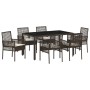 Conjunto de comedor de jardín de 7 piezas de con cojines de poliratán marrón de , Sillas de jardín - Ref: Foro24-3334866, Pre...